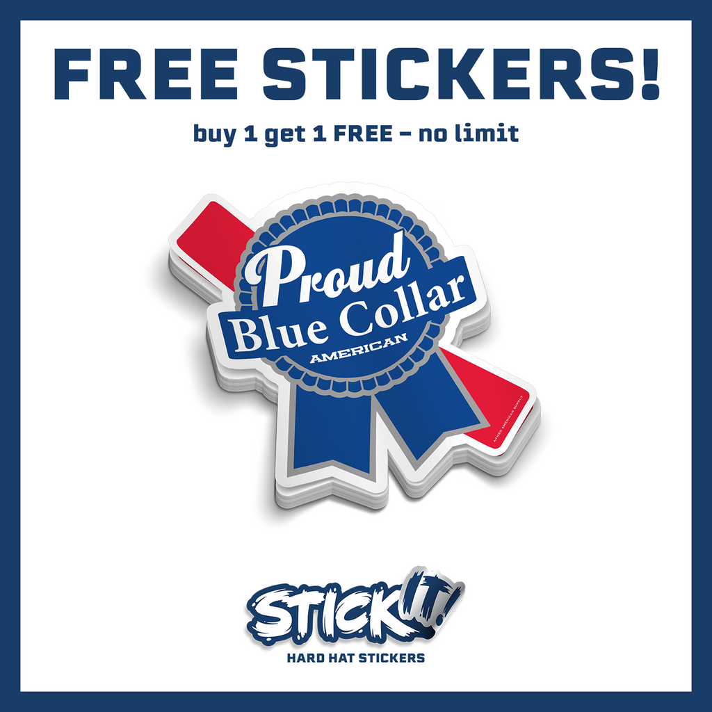 Proud Blue Collar - Hard Hat Sticker